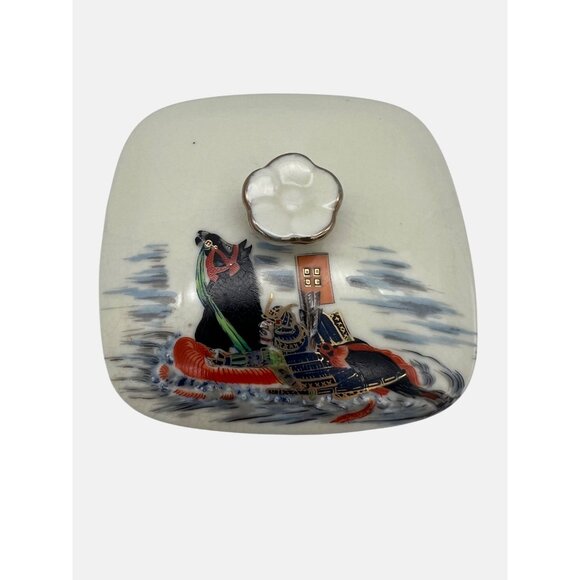 Vintage UCGC Japan Ceramic Trinket Box with Lid Horse & Rider Design - Picture 2 of 7